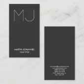 シックなモノグラム垂直エレガントグレーの名刺 名刺 (正面/裏面)