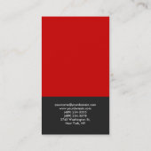 シックなモノグラム垂直レッドグレーの名刺 名刺 (裏面)