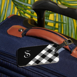 シックなモノグラム白黒バッファローチェックジオメトリック ラゲッジタグ