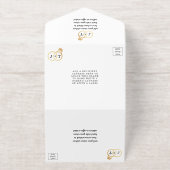 シックなモノグラム結婚のリングや輪ホイル実在プが押された オールインワン招待状 (外側)