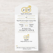 シックなモノグラム結婚のリングや輪ホイル実在プが押された オールインワン招待状 (内側)