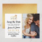 シックなモノグラム結婚のリングや輪救または日付のスワップ セーブザデート (正面/裏面)