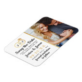 シックなモノグラム結婚のリングや輪救または日付のスワップ マグネット (左側)