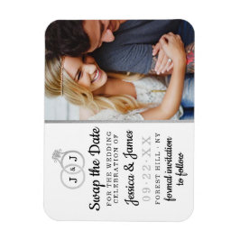 シックなモノグラム結婚のリングや輪救または日付のスワップ マグネット