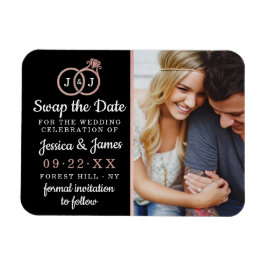 シックなモノグラム結婚のリングや輪救または日付のスワップ マグネット