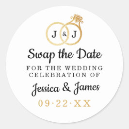 シックなモノグラム結婚のリングや輪救または日付のスワップ ラウンドシール