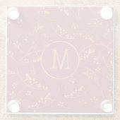 シックなモノグラム金ゴールドの果実マルサラピンクのパターン ガラスコースター (裏面)