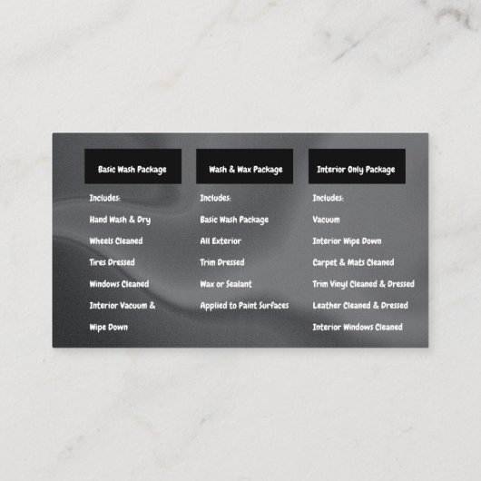 シックなモバイルカーウォッシュの詳細圧力洗浄 名刺 (裏面)
