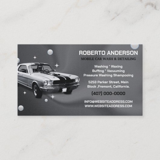 シックなモバイルカーウォッシュの詳細圧力洗浄 名刺 (正面)