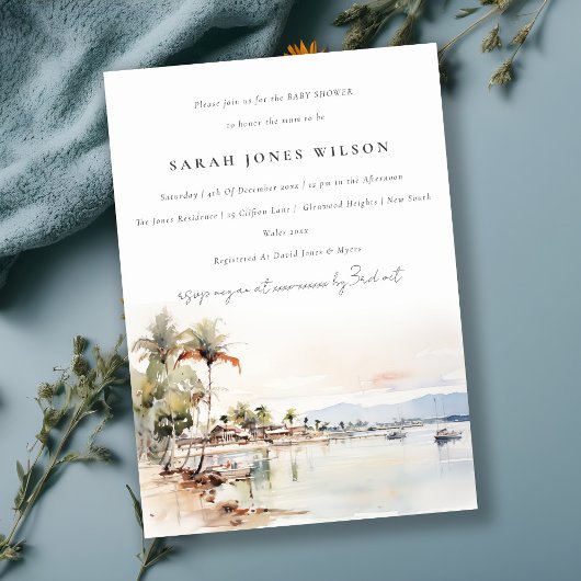 シックなモンテゴベイジャマイカランドスケープベビーシャワー 招待状