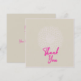 シックなモーヴェグレイフローラとピンク文字 サンキューカード