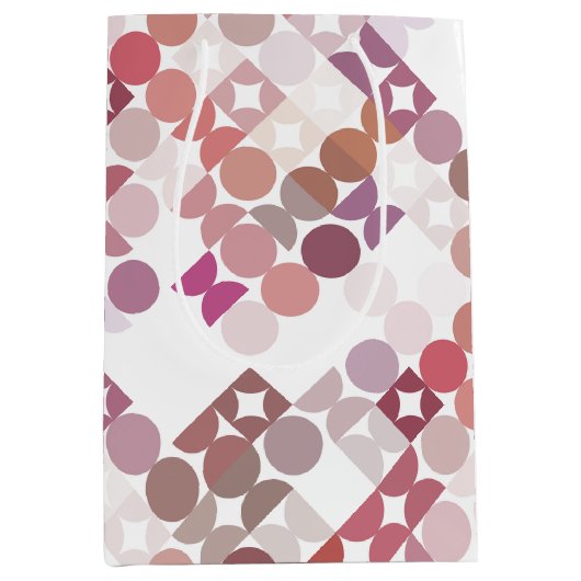 シックなモーヴェタウペダスティーバラサークルのアートパターン ミディアムペーパーバッグ (正面)