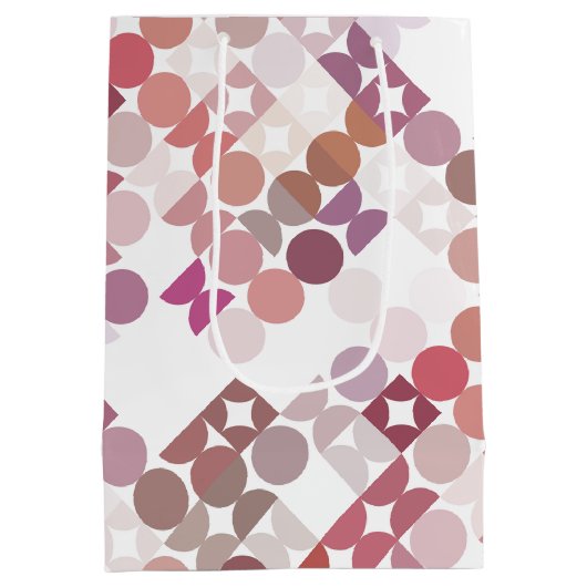 シックなモーヴェタウペダスティーバラサークルのアートパターン ミディアムペーパーバッグ (裏面)