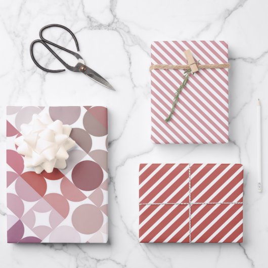 シックなモーヴェタウペダスティーバラサークルのアートパターン ラッピングペーパーシート (正面)