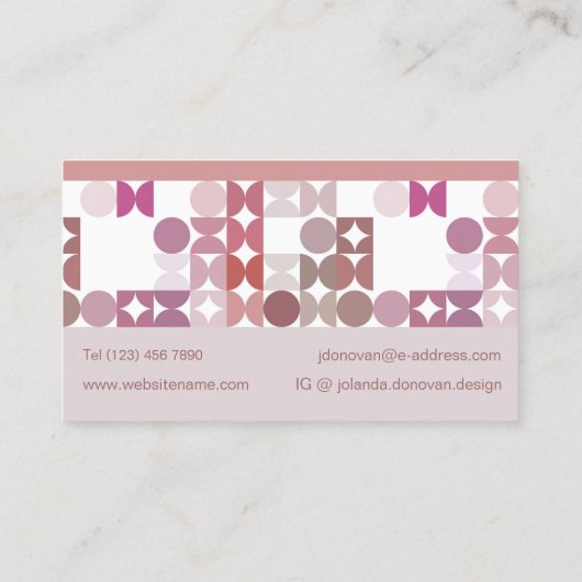 シックなモーヴタウペ赤面ピンクサークルアートパターン 名刺 (裏面)