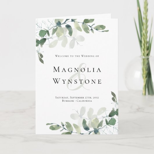 シックなユーカリの儀式結婚秩序 プログラム (正面)