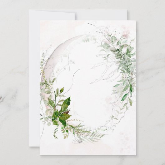 シックなユーカリプスピンクブリデスメイドランチョン招待状 (裏面)