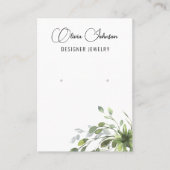 シックなユーカリプタスグリーンジュエリーイヤリングディスプレイ 名刺 (正面)