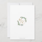 シックなユーカリプタスグリーンリー金ゴールドジオメトリック結婚ス 招待状 (裏面)