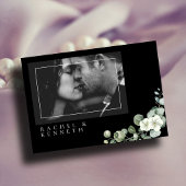 シックなユーカリプタスブラック&ホワイトミニマリストの写真 出欠カード