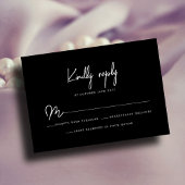 シックなユーカリプタスブラック&ホワイトミニマリストの写真 出欠カード