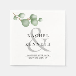 シックなユーカリプタスブラック&ホワイトミニマリスト結婚ズ スタンダードカクテルナプキン