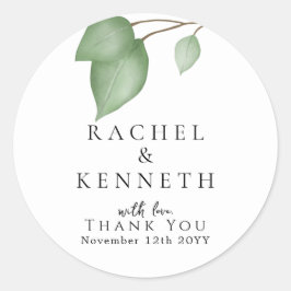 シックなユーカリプタスブラック&ホワイトミニマリスト結婚ズ ラウンドシール