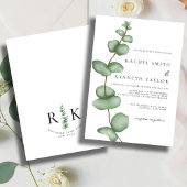 シックなユーカリプタスブラック&ホワイトミニマリスト結婚ズ 招待状