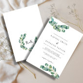 シックなユーカリプタスブラック&ホワイトミニマリスト結婚ズ 招待状