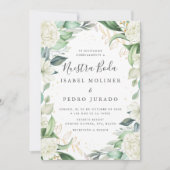 シックなユーカリプトゥスホワイトローゼヌエストラボダ結婚ズ 招待状 (正面)