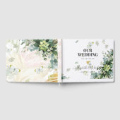 シックなユーカリ葉グリーズ・エメ結婚ラルド ゲストブック (全面)