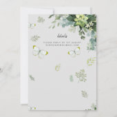 シックなユーカリ葉グリーズ・エメ結婚ラルド 招待状 (裏面)