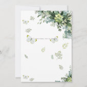シックなユーカリ葉グリーズ・エメ結婚ラルド 招待状 (裏面)