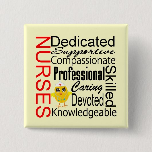 シックなユーモア – ナース認識コラージュ 缶バッジ (正面)