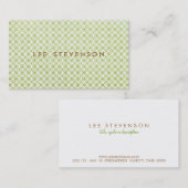 シックなライトグリーンリネンルックサークルパターン 名刺 (正面/裏面)