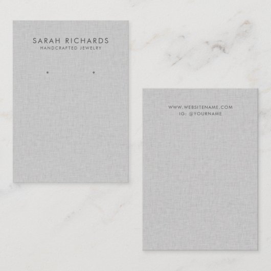 シックなライトグレーミニマルジュエリーイヤリングディスプレイ 名刺 (正面/裏面)