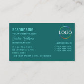 シックなライトダークモダンティール(緑がかった色)(モノグラムとロゴ) 名刺 (裏面)