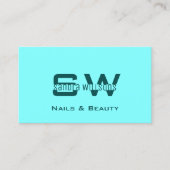 シックなライトダークモダンティール(緑がかった色)(モノグラムとロゴ) 名刺 (正面)