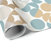 シックなライトティール(緑がかった色)タウペタンベージュサークル ラッピングペーパー (ロールコーナー)