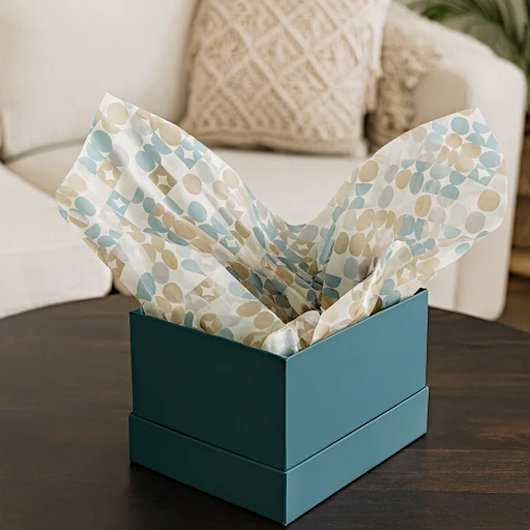 シックなライトティール(緑がかった色)タウペタンベージュサークル 薄葉紙