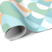 シックなライトティール(緑がかった色)ブルーグリーンサークルアートパターン ラッピングペーパー (ロールコーナー)