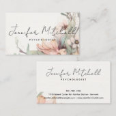 シックなライトバラセージグリーンボヘミアンフローラスクリプト 名刺 (正面/裏面)