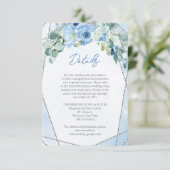 シックなライトパステルブルーの花ユーカリ詳細 エンクロージャーカード (スタンド正面)