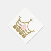 シックなライトピンクバラと金ゴールドプリンセスクラウン スタンダードカクテルナプキン (角)