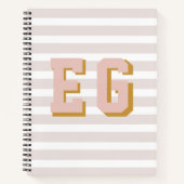 シックなライトピンクモノグラム名門私立校風のイニシャルキャンバス ノートブック (正面)