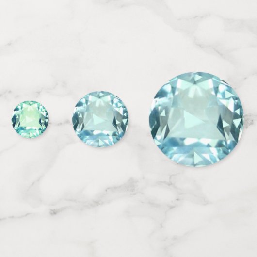 シックなライトブルーのアクアマリンジェムストーン誕生日 コンフェッティ (裏面)