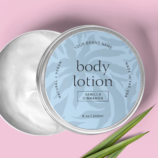 シックなライトブルーの化粧品の瓶の丸い製品ラベル ラウンドシール