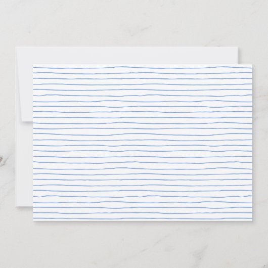 シックなライトブルーウォーターカラーフローラブライダルシャワー 招待状 (裏面)