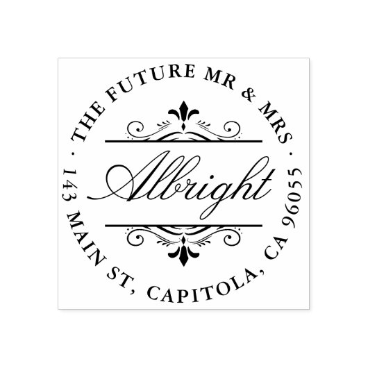 シックなラウンドスクエレガントリプトアールデコ差出人住所 ラバースタンプ (インプリント)