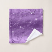 シックなラグジュアリーパープルシルバーグリッターバスタオルセット バスタオルセット (ウォッシュタオル)